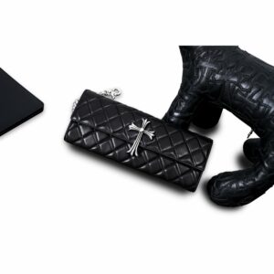 LONG QUILTED WALLET WITH LARGE CROSS
