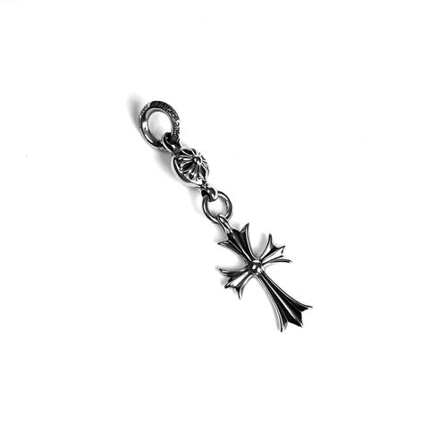 TINY CH CROSS WITH ONE SILVER BALL CHARM