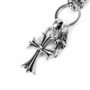 FANCY LINK KEY CHAIN WITH CROSS AND DAGGER KEY RING