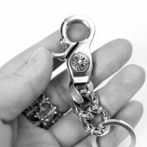 FANCY LINK KEY CHAIN WITH DOUBLE CROSS AND DAGGER KEY RING