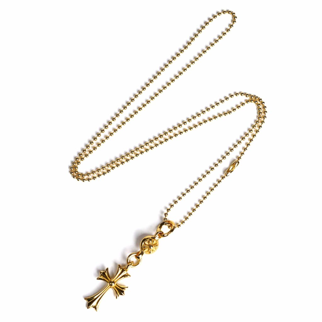 22K GOLD CROSS WITH ONE GOLD BALL CHARM