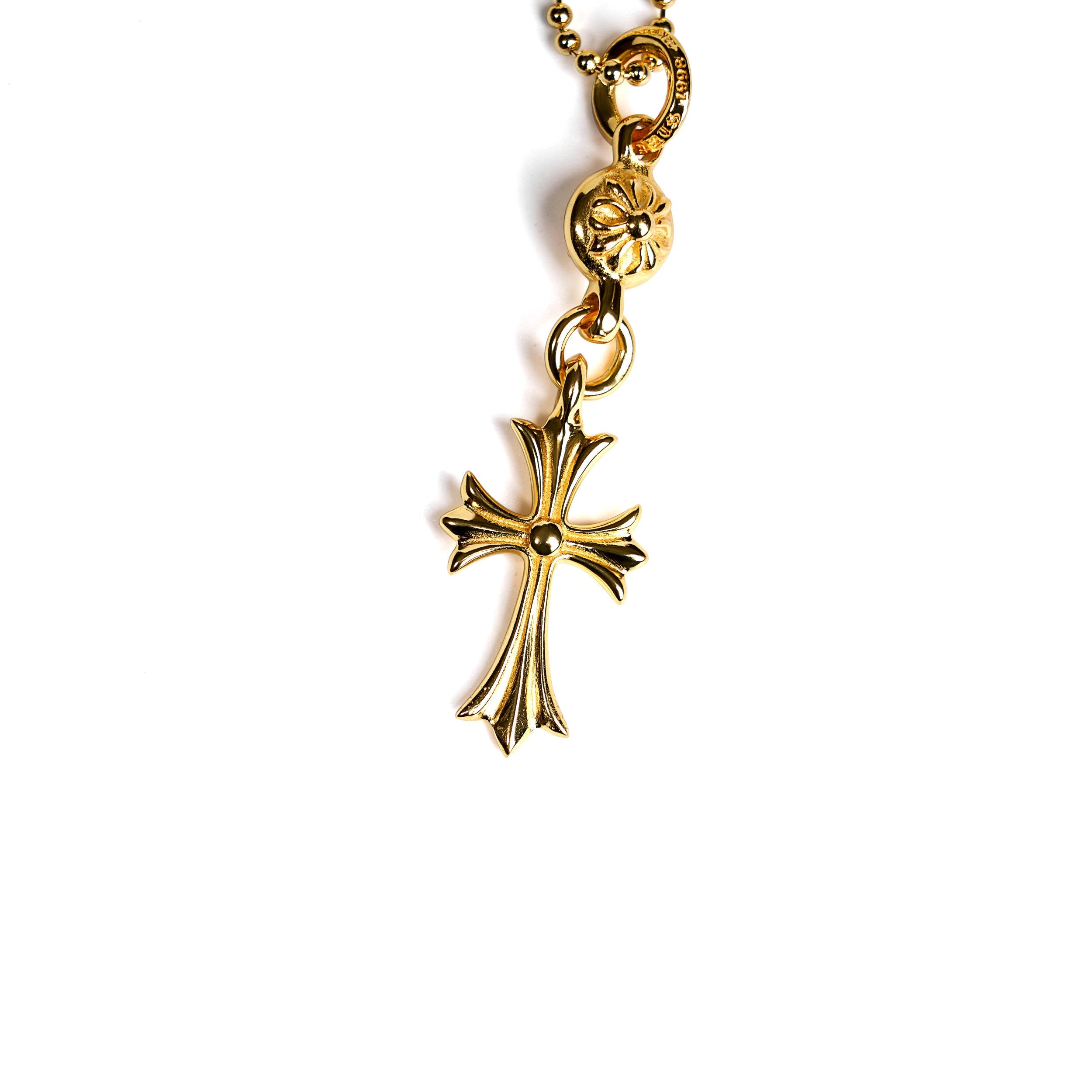 22K GOLD CROSS WITH ONE GOLD BALL CHARM