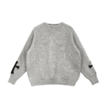 Chrome Hearts Leather Cross Patch Cashmere Sweater (Grey)