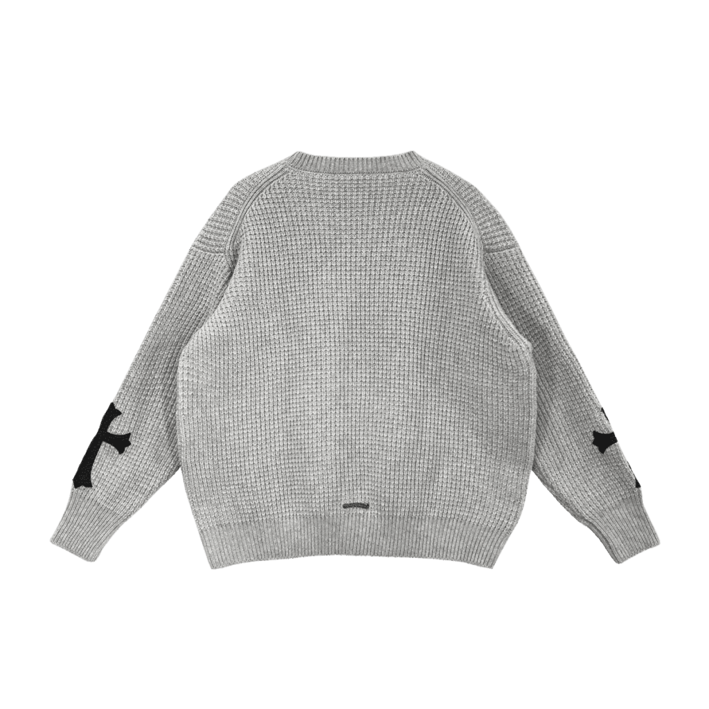 Chrome Hearts Leather Cross Patch Cashmere Sweater (Xám)