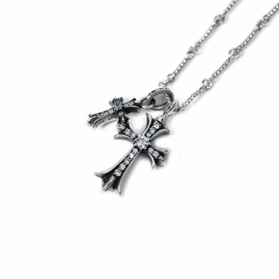 Small Cross and Babyfat Charm with Diamonds